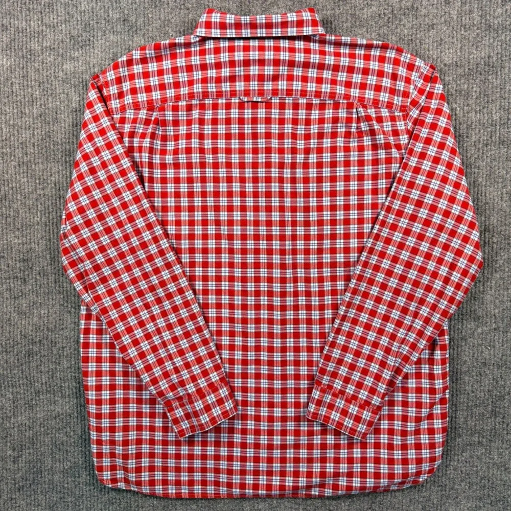 LL Bean Mens XL Regular Red Plaid Button Down Shirt Cotton Long Sleeve 285277 - Picture 10 of 12